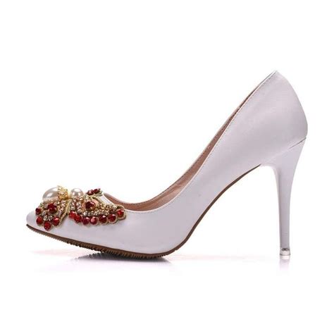 Red Rhinestone High Heels Wedding Pumps | Bridelily | Rhinestone high heels, Rhinestone shoes ...