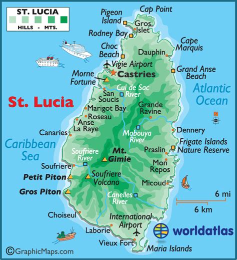 St Lucia Map Of Caribbean | Draw A Topographic Map