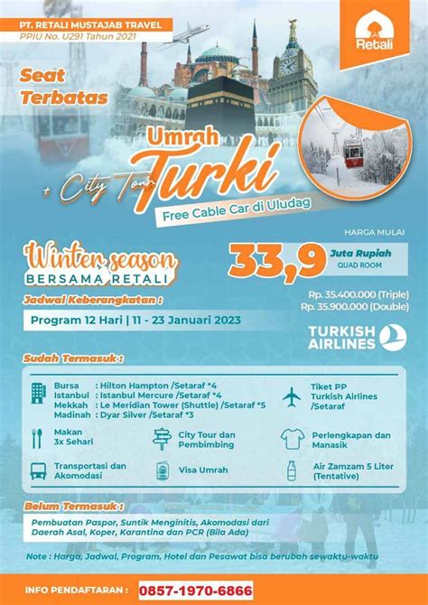 Umroh Plus Turki 2023 Biaya Murah 12 Hari | Retali Travel