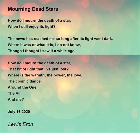 Mourning Dead Stars by Lewis Eron - Mourning Dead Stars Poem