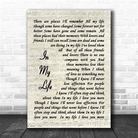 The Beatles In My Life Song Lyric Music Wall Art Print - Song Lyric Designs