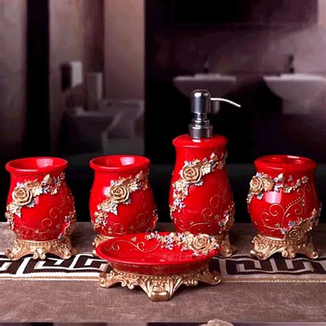 New Arrival European Style Resin Bathroom Accessories Set 5 Pieces Home Decor Wedding Decoration ...