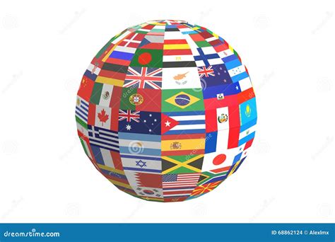 Globe International World Flags, 3D Rendering Stock Illustration ...