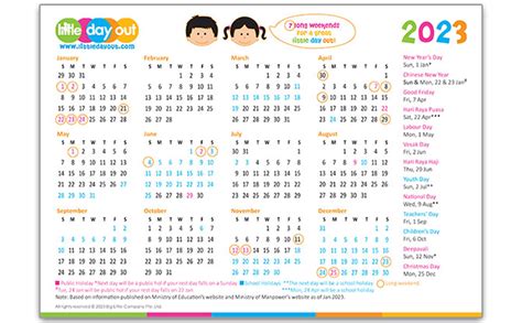 Public & School Holidays 2023: Little Day Out’s Free Calendar To Plan For The Year Ahead ...