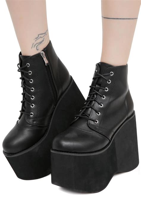 Platform Lace Up Black Boots | Dolls Kill