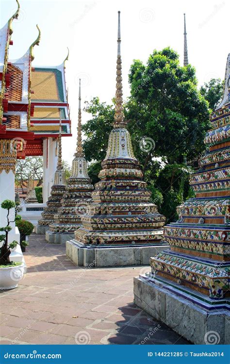 07 February 2019, Bangkok, Thailand, Wat Pho Temple Complex. Buddhist Stupas and Architectural ...