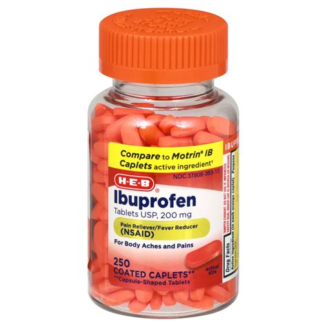 H-E-B Ibuprofen 200 mg Caplets Clear Bottle - Shop Pain Relievers at H-E-B