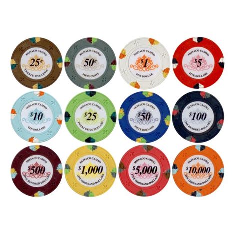 25pc 13.5g Monaco Casino Clay Poker Chips (12 colors) from Discount ...