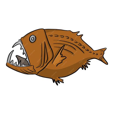 Premium Vector | Deep sea fish vector illustration sketch doodle hand drawn with black lines ...