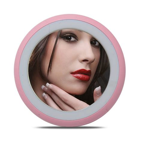 Portable Led Makeup Vanity Mirror With Lamp - Pink - LatestGadget