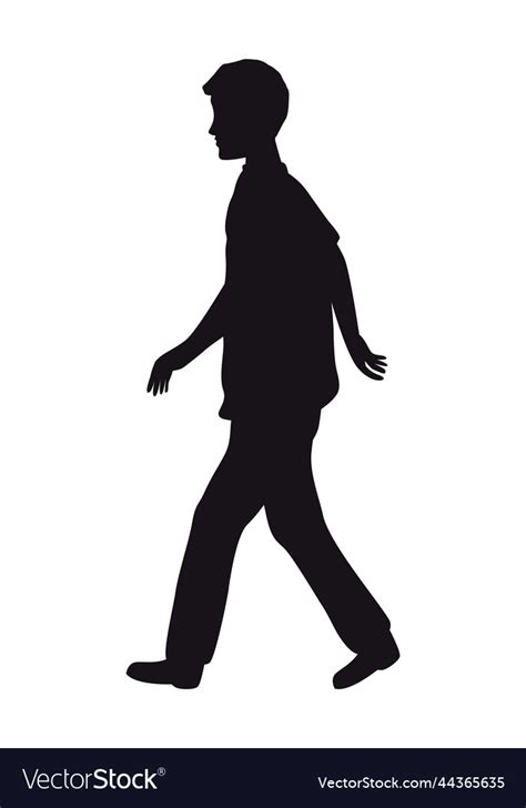 Young boy walking silhouette Royalty Free Vector Image