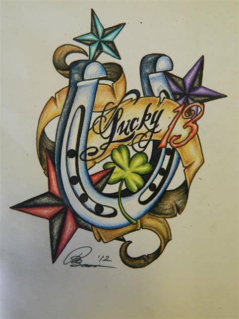 Lucky 13 #1 | Lucky tattoo, Rockabilly tattoos, Irish tattoos