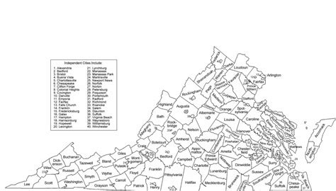 Virginia County Map with County Names Free Download