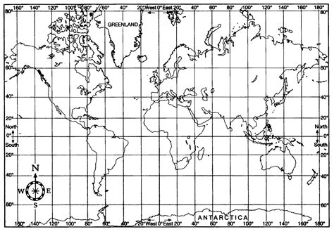 World Map with Latitude and Longitude Lines in 2021 | World map latitude, Map coordinates, Blank ...