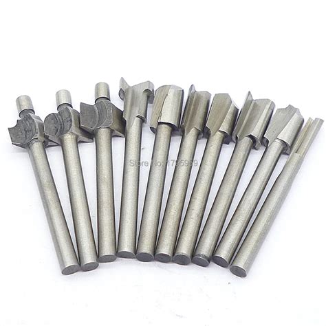 10pcs Mini Hss Router Bits Trimmer 1/8" Shank Wood Drilling for Rotary ...