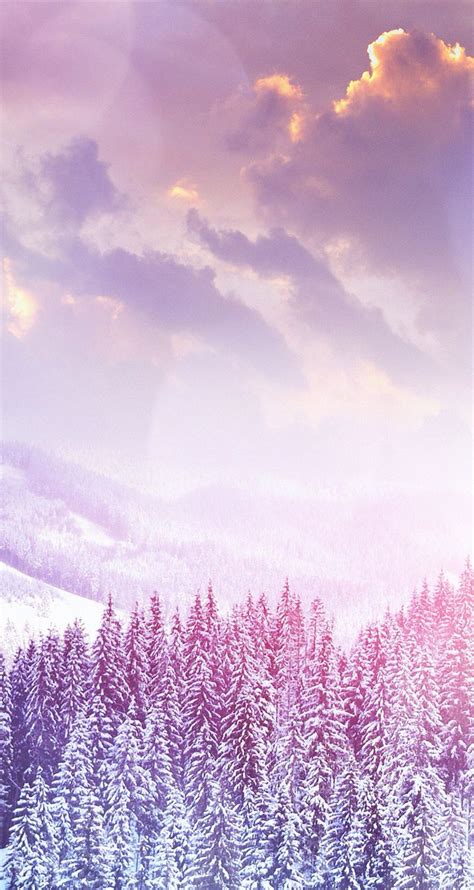 Purple and Pink snow mountain iPhone wallpaper | Winter background ...