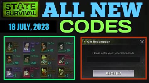 JULY 🔥 STATE OF SURVIVAL CODES 2023 - STATE OF SURVIVAL GIFT CODES 2023 - CODES STATE OF ...