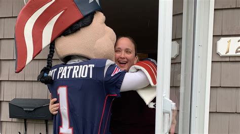 Pat Patriot Mascot surprised three lucky moms on Mother's Day