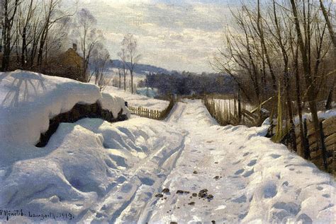 Snowy Path in Langsith Painting by Peder Mork Monsted