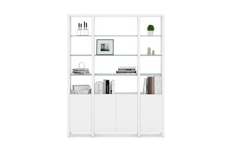 BDI Linea 580121 SW Contemporary 3-Shelf System with Glass Shelves ...