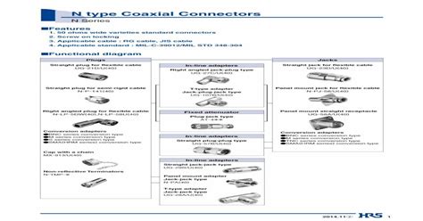 N type Coaxial Connectors - Digi-Key Sheets/Hirose PDFs/N...1 N type Coaxial Connectors N Series ...