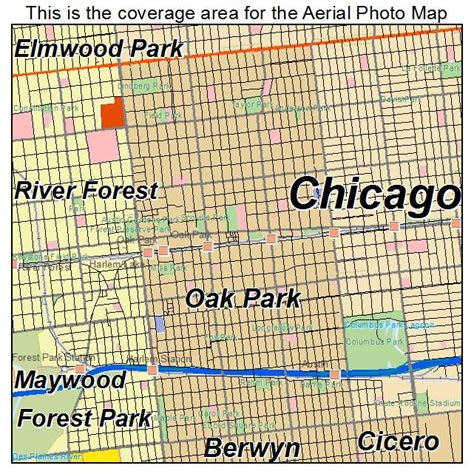 Aerial Photography Map of Oak Park, IL Illinois