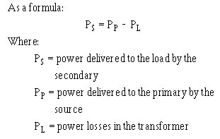 Power Relationship between primary and secondary windings