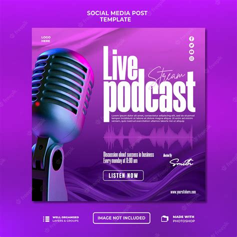 Premium PSD | Podcast flyer and instagram post template