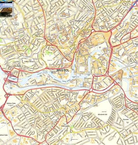 Bristol Offline Street Map, including the SS Great Britain, Cathedral, River Avon, Bristol ...