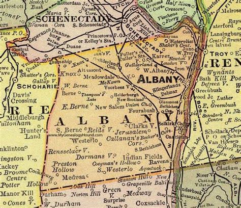 Albany County, New York, 1897, Map, Rand McNally, Ravena, Delmar, Voorheesville, Loudonville ...