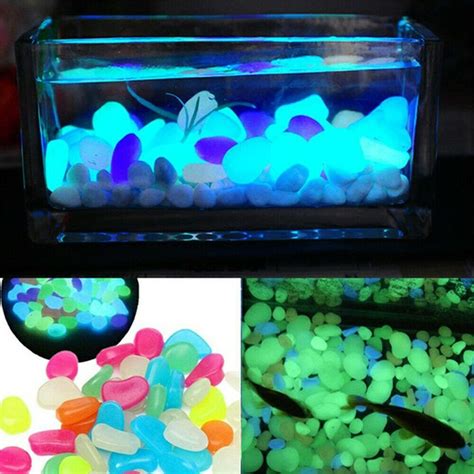 100PCS Luminous Pebbles Rock Stones Glow in the Dark Fish Tank Aquarium ...