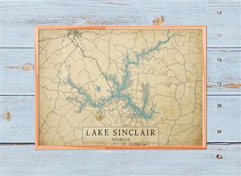 Vintage Style Map of Lake Sinclair Georgia USA Instant - Etsy