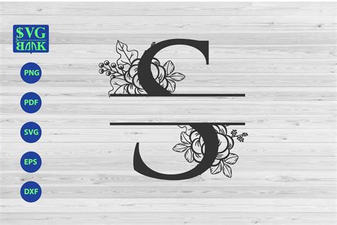 Split monogram letter S Svg, Alphabet floral initial logo S (342901) | Cut Files | Design Bundles