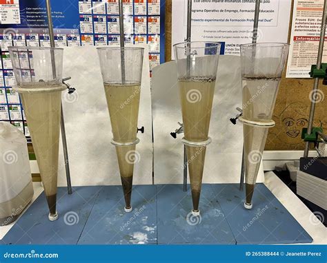 Laboratory Equipment. Sedimentation and Measurement of Water Turbidity Using Imhoff Cones Stock ...