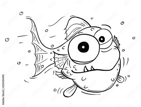 Cartoon drawing illustration of crazy cute fish. Stock Vector | Adobe Stock