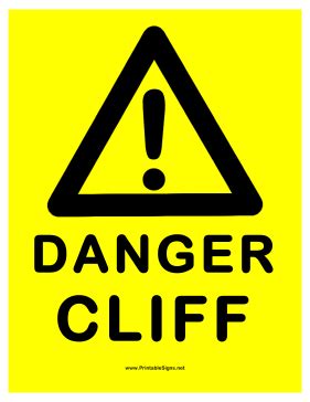 Printable Danger Cliff Sign