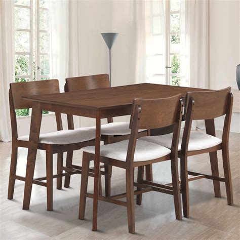 Gymax 5 PCS Mid Century Modern Dining Table Set Kitchen Table & 4 Upholstered Chairs - Walmart ...