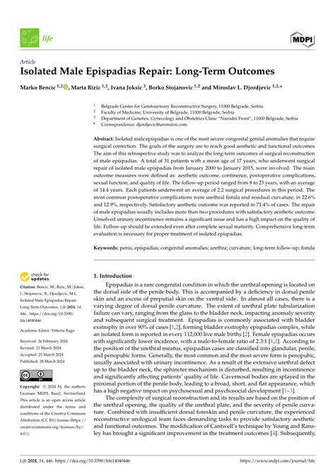 (PDF) Isolated Male Epispadias Repair: Long-Term Outcomes