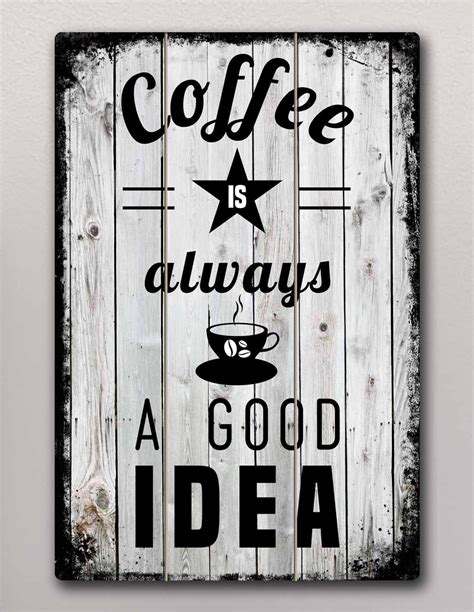 VINOXO Vintage Wooden Framed Coffee Wall Art Decor Plaque - Coffee Is Always A Good Idea