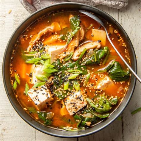 Spicy Korean Tofu Soup - Connoisseurus Veg