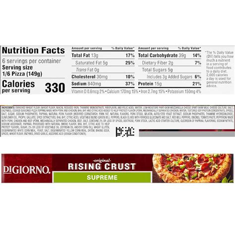 Digiorno Pizza Nutrition Label