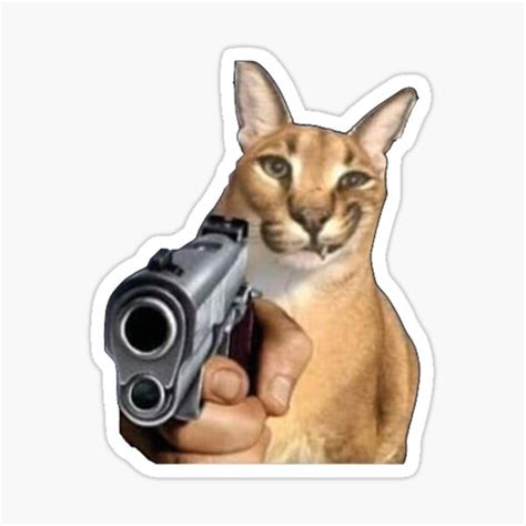 "Funny big floppa Cat hold gun meme" Sticker for Sale by Etsny | Redbubble