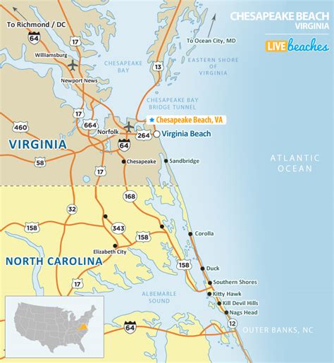 Map of Chesapeake Beach, Virginia - Live Beaches