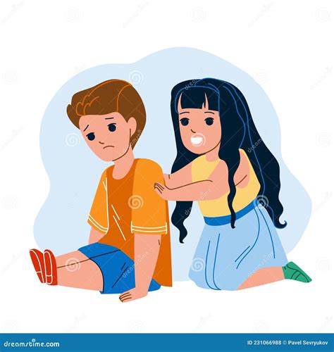 Kids Empathy Upset Friend in Kindergarten Vector Stock Vector ...