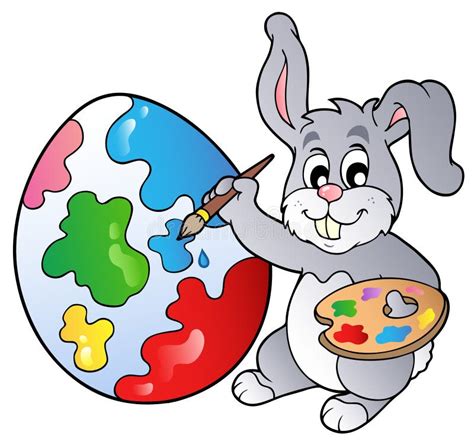 Bunny Artist Painting Easter Egg Stock Vector - Image: 18671613