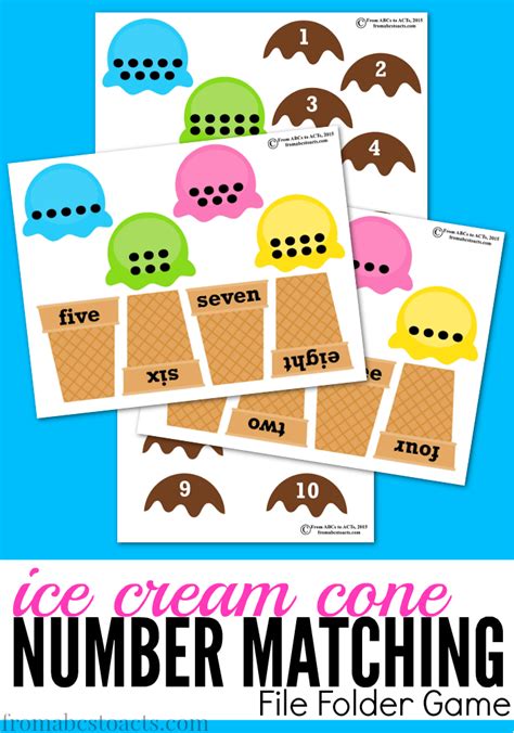 Preschool Math Games: Ice Cream Cone Number Matching - From ABCs to ACTs