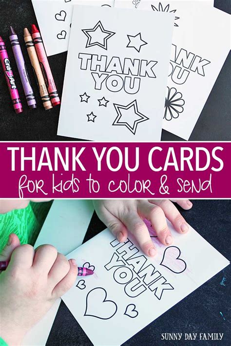 Free Printable Thank You Cards for Kids to Color & Send | Sunny Day Family