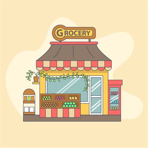 Small Grocery Store with Products displayed Outside 661930 Vector Art ...