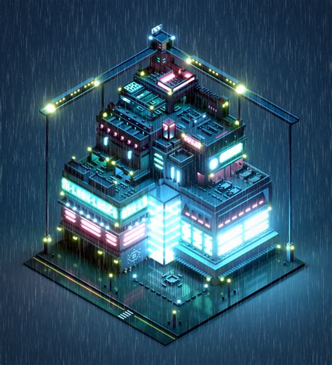 Isometric Voxel Cyberpunk City :: Behance