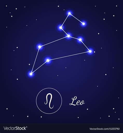 Leo Zodiac Sign Stars on the Cosmic Sky Royalty Free Vector